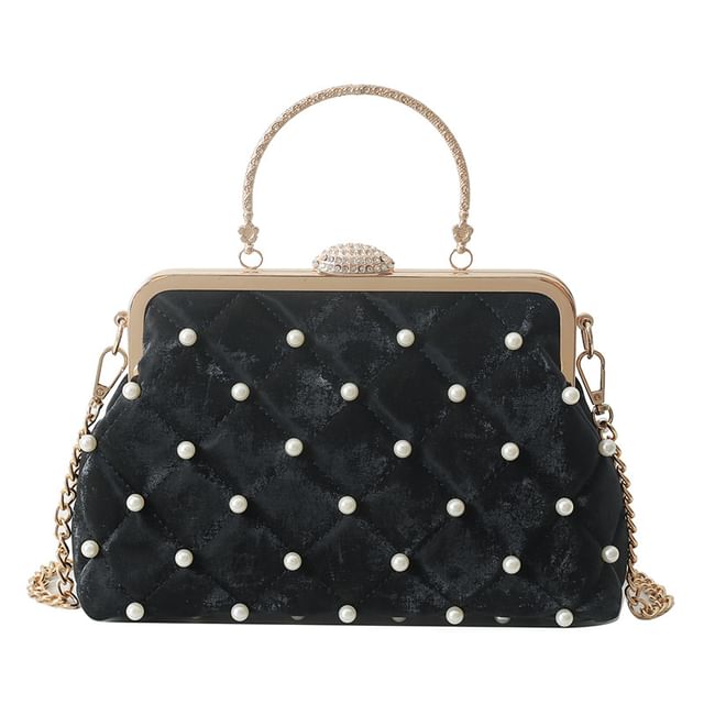 Pearl Strap Faux Chain Crossbody Bag