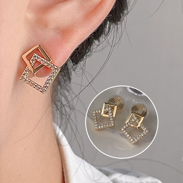 Alloy Cuff Ear Square Rhinestone