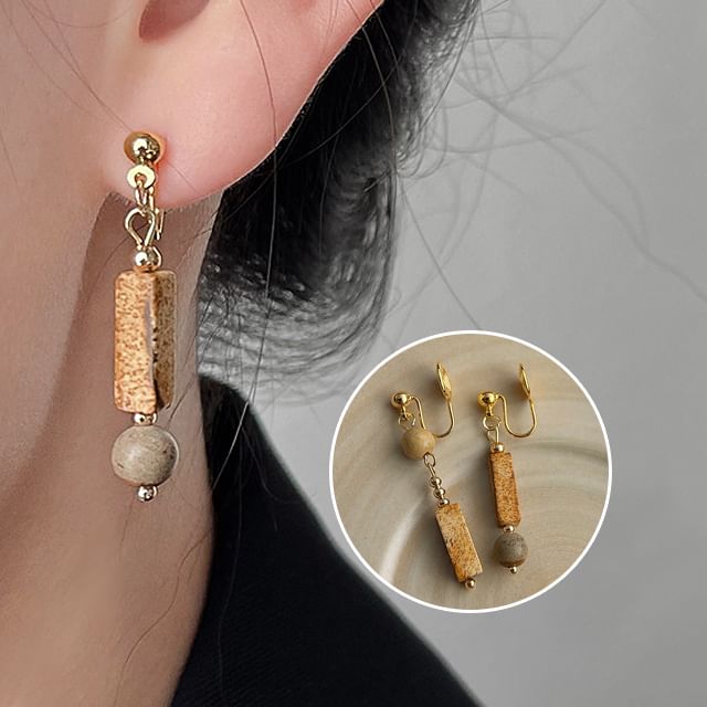 Gemstone Asymmetrical Alloy Cuff Ear Faux Dangle
