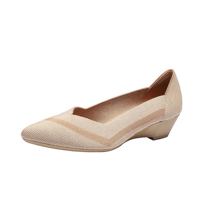 Wedge-Heel Pointed Woven Pumps
