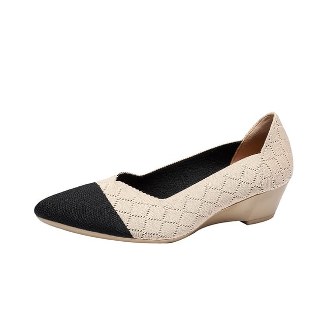 Wedge-Heel Pointed Woven Pumps