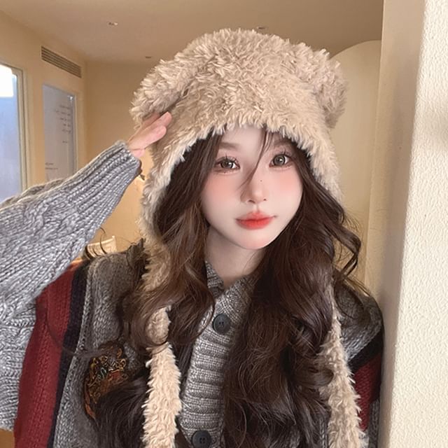 Ear Bear Fluffy Earflap Hat