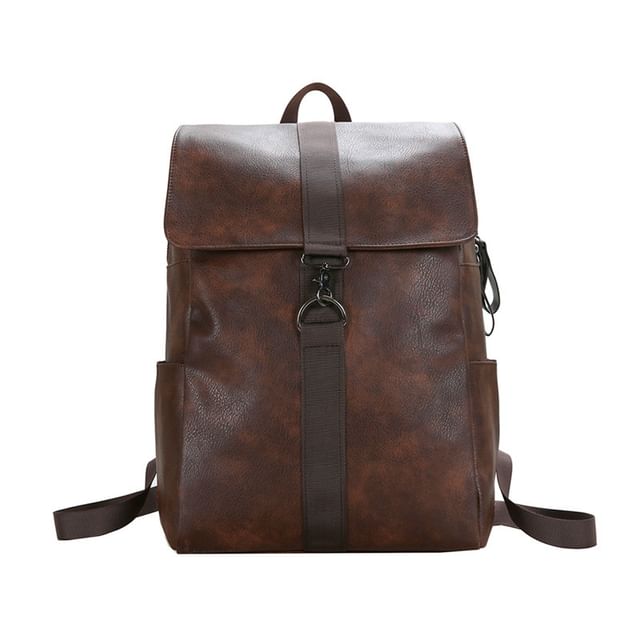 Faux Flap Backpack Leather