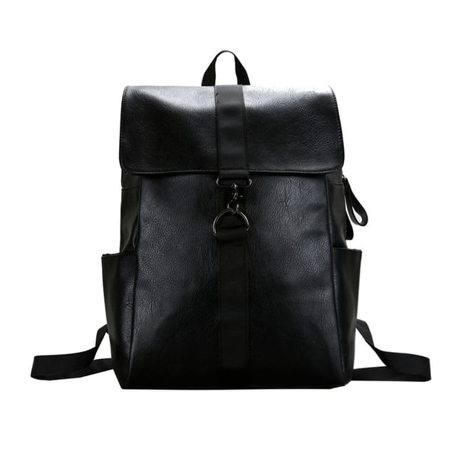 Faux Flap Backpack Leather