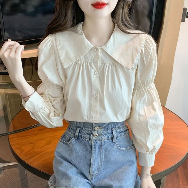 Long-Sleeve Blouse Plain