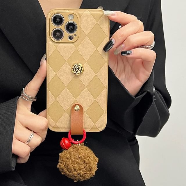 Argyle Bell Case Phone Rose Pom