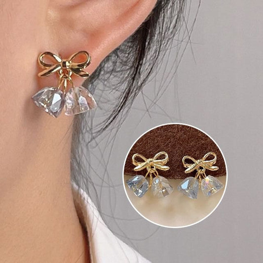 Clip-On Earring Drop Faux Crystal Bow