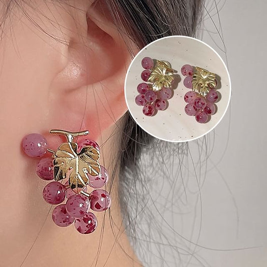 Gemstone Clip-On Grape Earring Drop