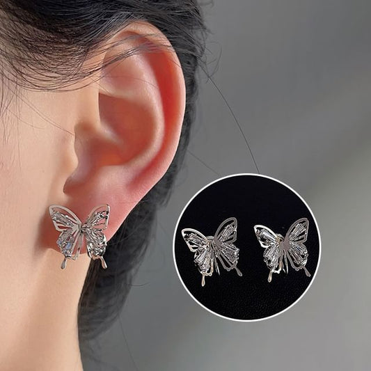 Rhinestone Butterfly Clip-On Earring