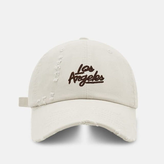 Distressed Baseball Lettering Embroidered Cap