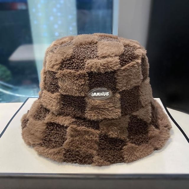 Bucket Hat Lettering Plaid