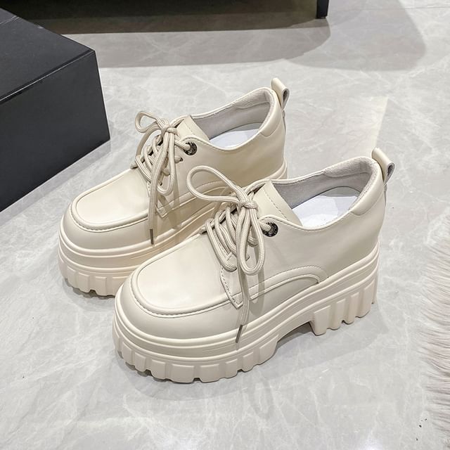 Heel Derby Platform Shoes Lace-Up Chunky
