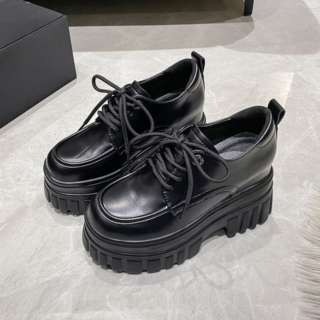 Heel Derby Platform Shoes Lace-Up Chunky