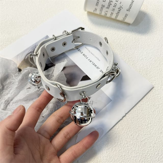 Choker Leather Faux / Bell Leash