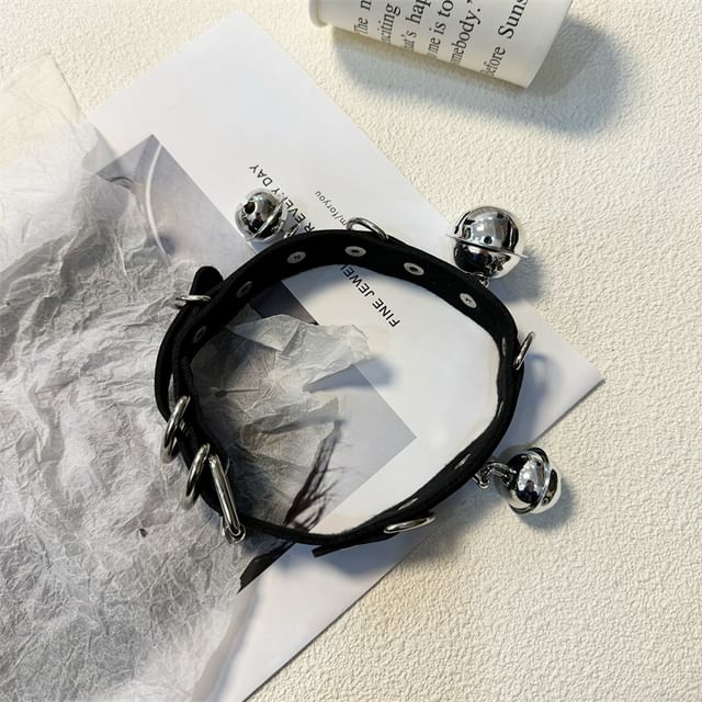 Choker Leather Faux / Bell Leash