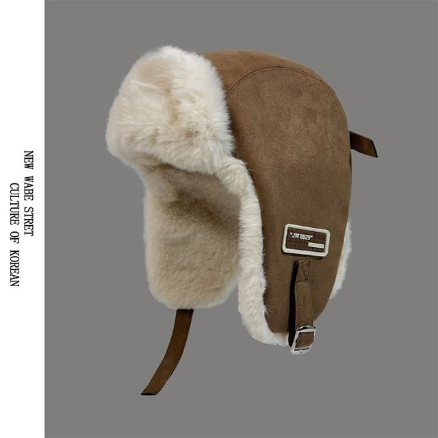 Faux Suede Trapper Fleece-Lined Hat