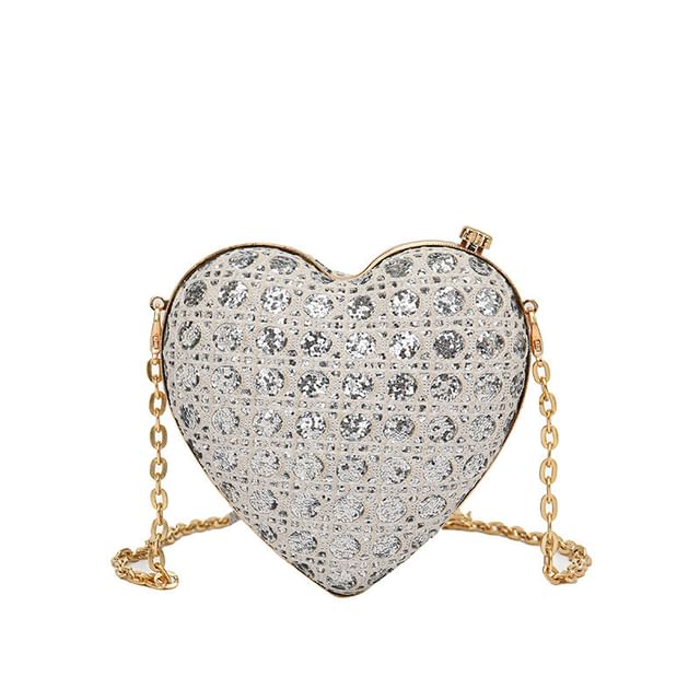 Crossbody Rhinestone Heart Bag