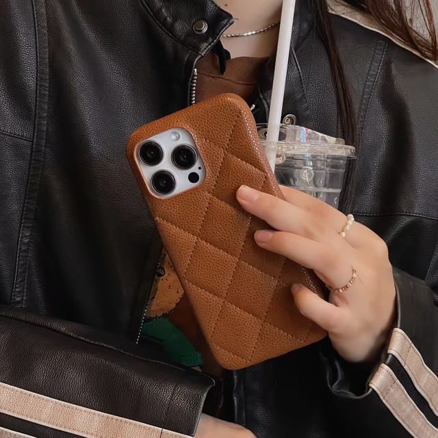 Phone Leather Quilted Case Faux