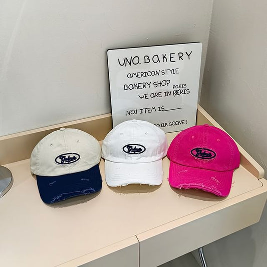 Cap Distressed Applique Lettering Baseball