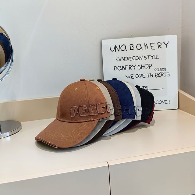 Distressed Lettering Applique Cap Baseball