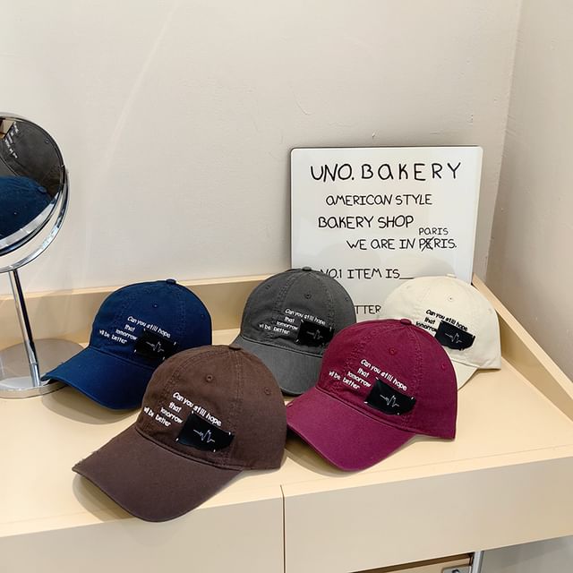 Distressed Baseball Lettering Cap Applique