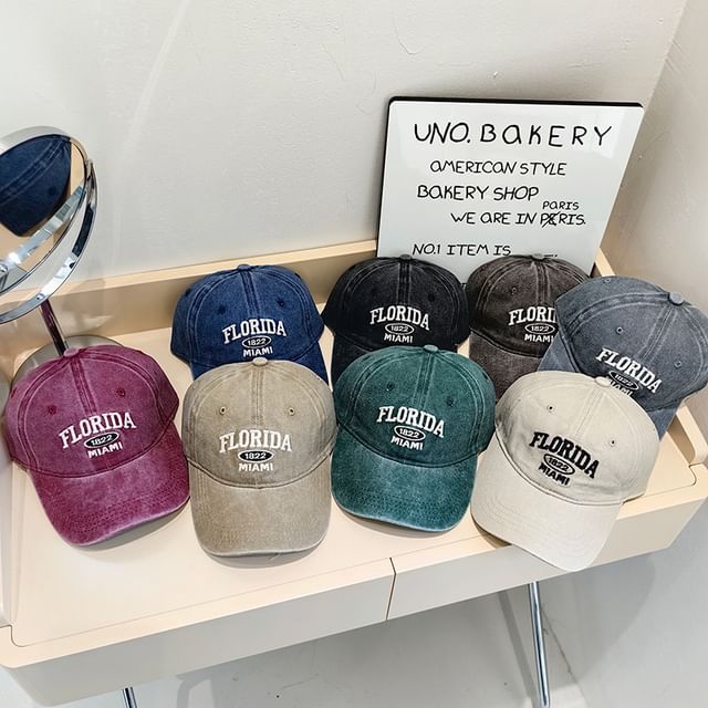 Embroidered Cap Washed Baseball Lettering