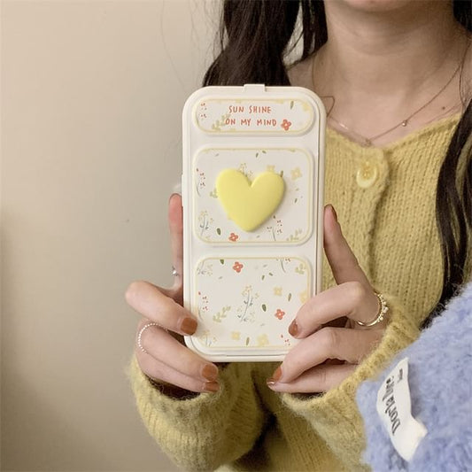 Stand Heart Case Phone Foldable Floral