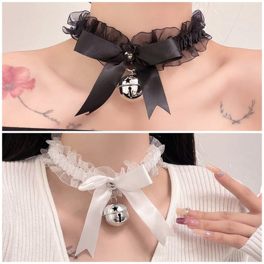 Choker Lace Bell Ribbon Pendant