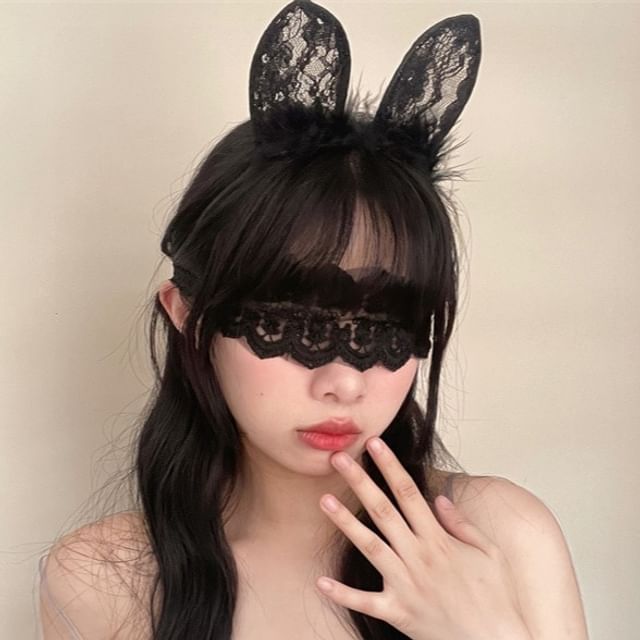 Rabbit Ear Lace Headband / Eye Mask