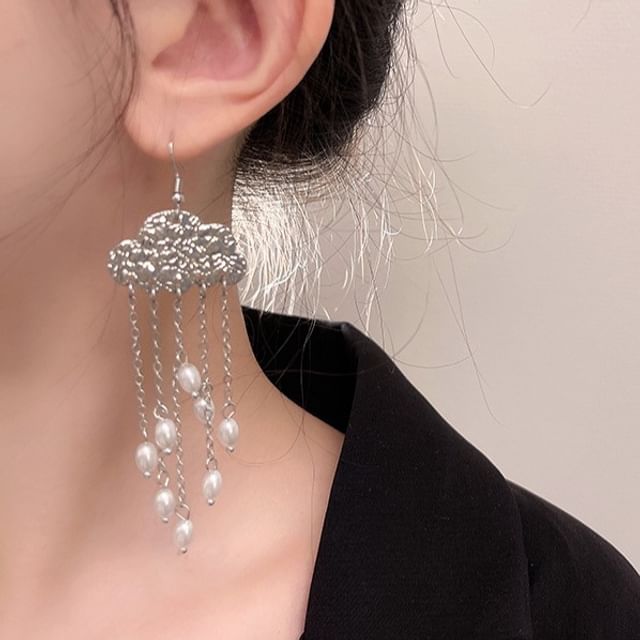 Floral / Stick Chandelier Faux Earring Pearl Alloy Hair