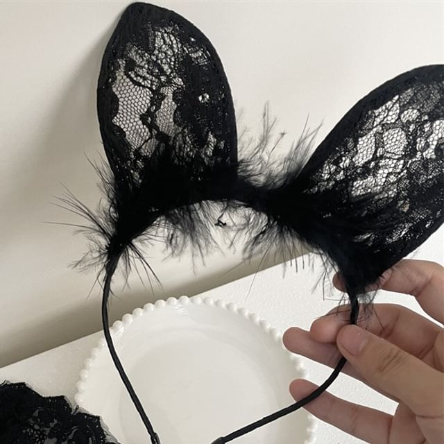 Rabbit Ear Lace Headband / Eye Mask
