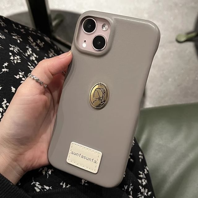 Metal Leather Faux Plate Phone Case