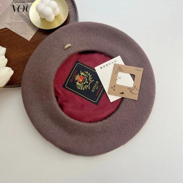 Hat Wool Metal Plate Beret