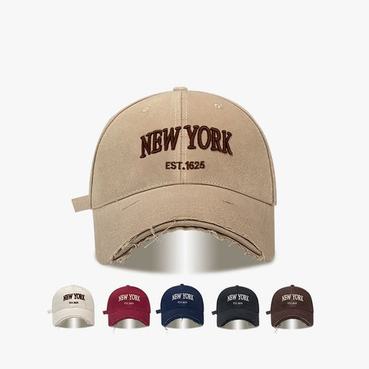 Distressed Cap Baseball Lettering Embroidered