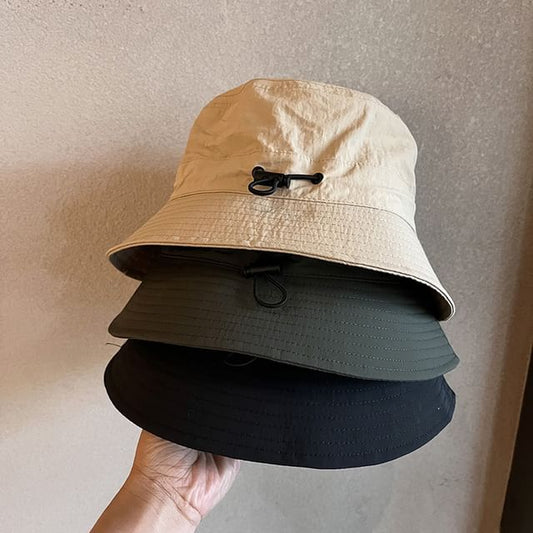 Bucket Drawstring Plain Hat