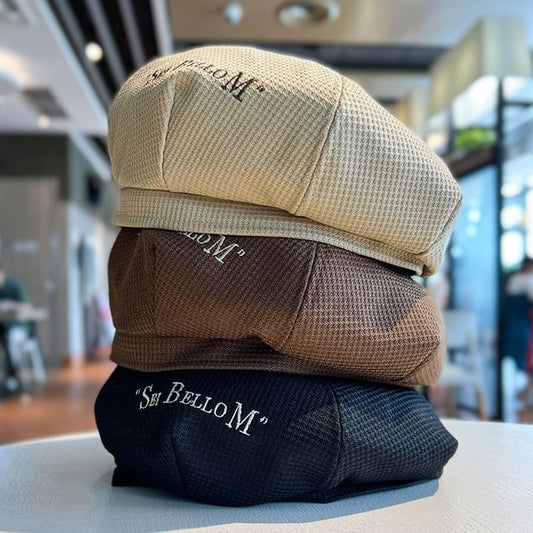 Waffle Beret Lettering Embroidered
