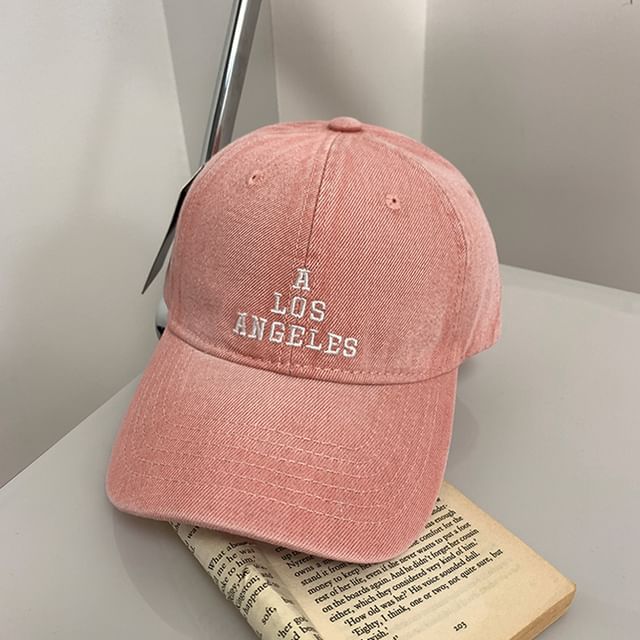 Denim Lettering Embroidered Washed Baseball Cap