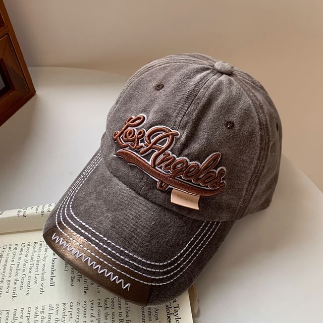 Embroidered Washed Lettering Baseball Cap