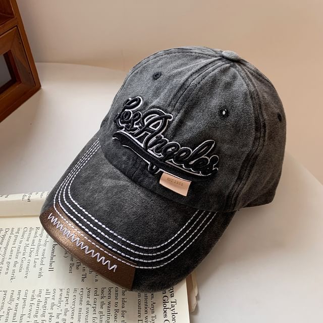 Embroidered Washed Lettering Baseball Cap