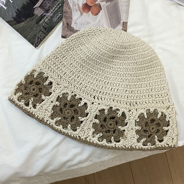 Hat Cloche Crochet Knit Floral