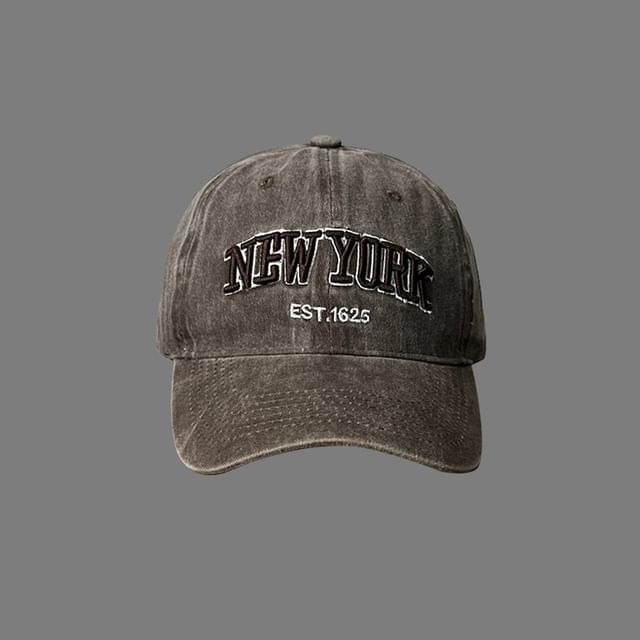 Lettering Embroidered Washed Baseball Cap