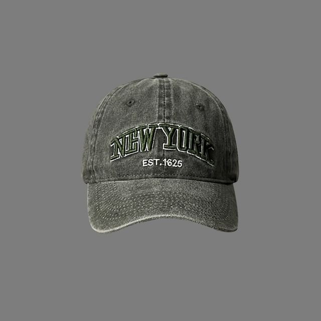 Lettering Embroidered Washed Baseball Cap