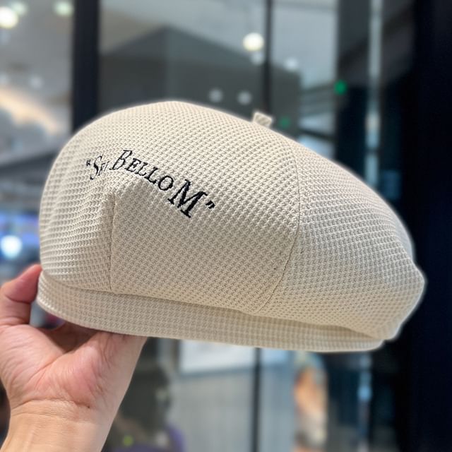 Waffle Beret Lettering Embroidered