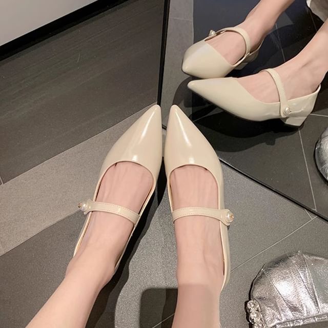 Heel Mary Pointy Jane Low Pumps