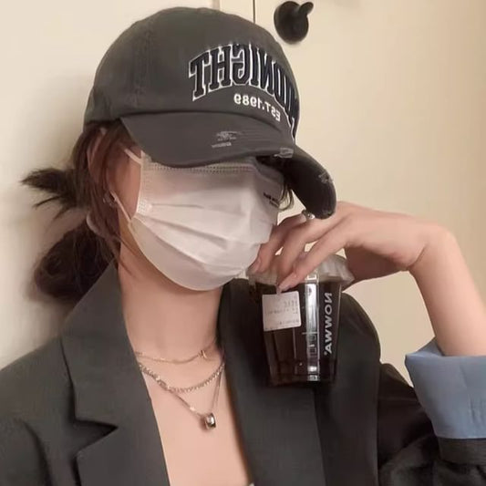 Embroidered Distressed Lettering Baseball Cap