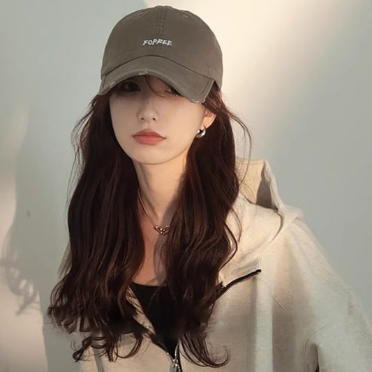 Embroidered Lettering Cap Baseball Distressed