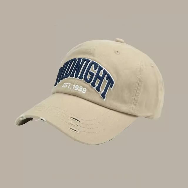 Embroidered Distressed Lettering Baseball Cap