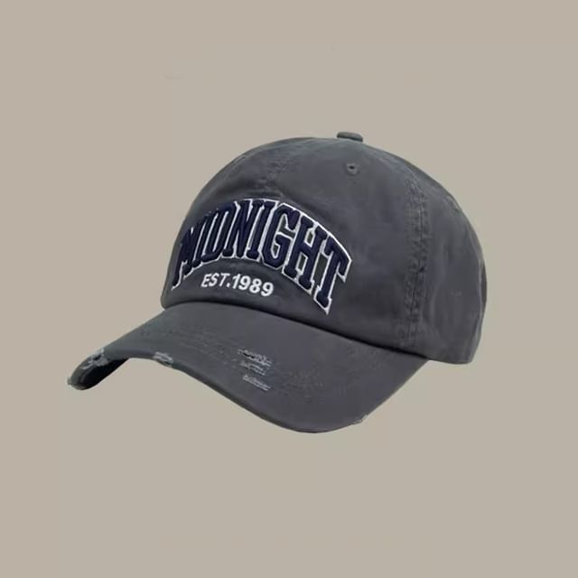 Embroidered Distressed Lettering Baseball Cap