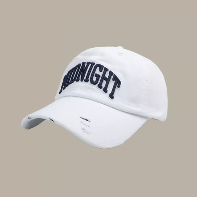 Embroidered Distressed Lettering Baseball Cap