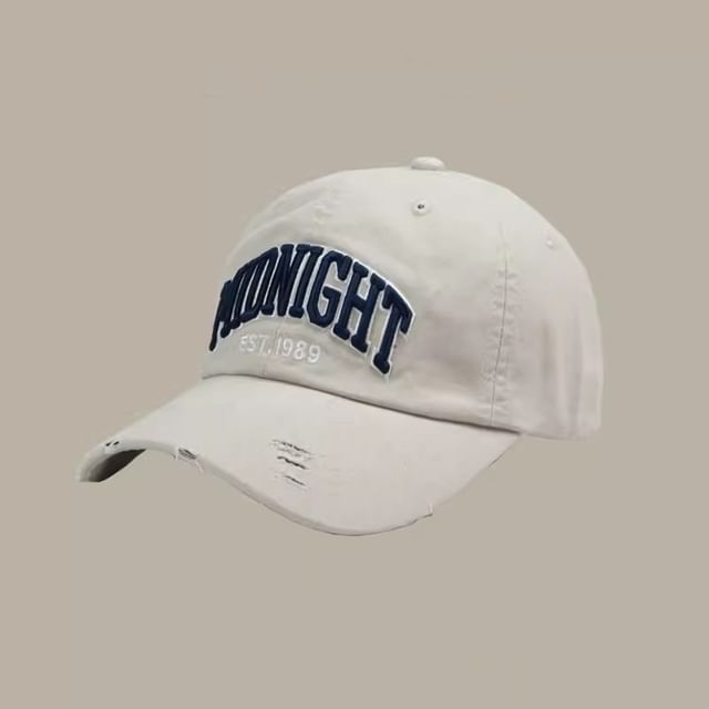 Embroidered Distressed Lettering Baseball Cap
